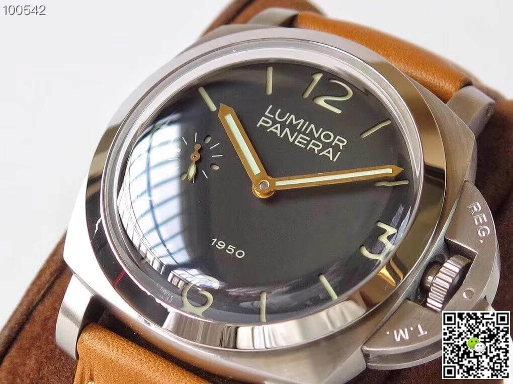 Pa*e*a1 Replica Luminor 1950 PAM127 ZF Factory 1:1 Best Edition Swiss ETA A6497 Brown Soft Tan Leather Strap