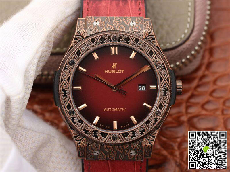 Replica Hublot Classic Fusion 511.OX.6670.LR.OPX17 JJ Factory 1:1 Best Edition Swiss ETA2892 Dark Red Gummy Strap