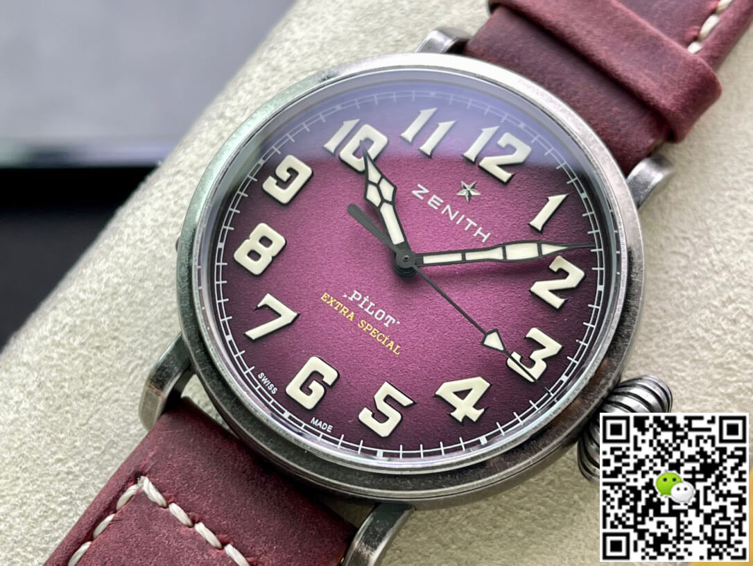 Replica Zenith Pilot 11.2430.679.21.C801 XF Factory 1:1 Best Edition Swiss ETA9015 Pink dial