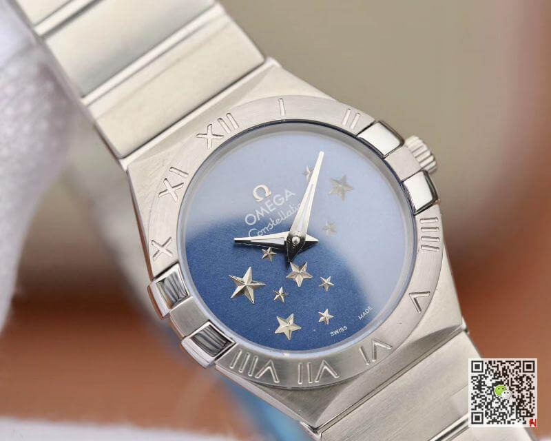 Replica 0me*ga Constellation Quartz Ladies 27mm TW Factory 1:1 Best Edition Swiss Eta Quartz 1376 Blue Dial