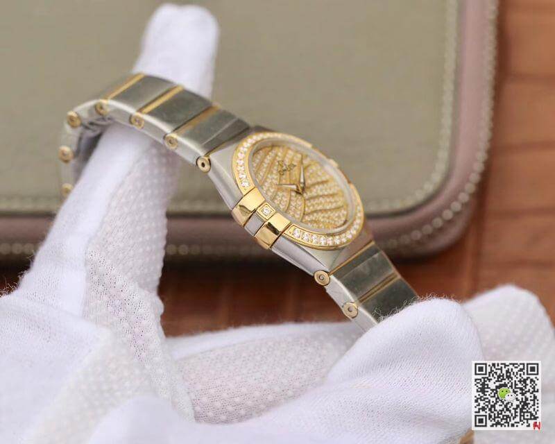 Replica 0me*ga Constellation Quartz Ladies 18K Yellow Gold D1am0nd Dial TW Factory 1:1 Best Edition Swiss Eta Quartz 1376