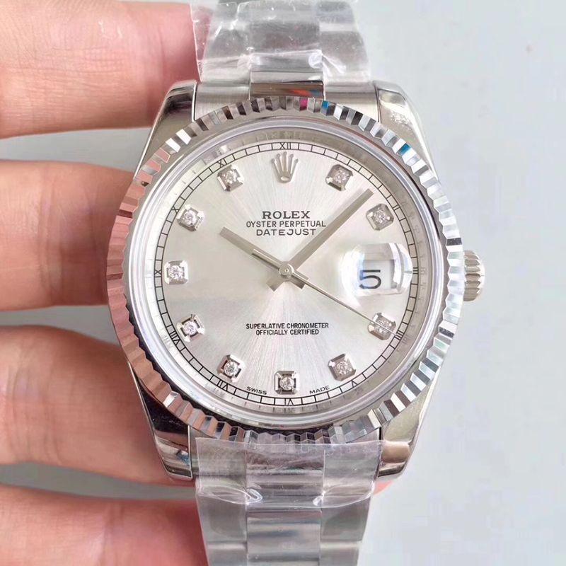 R01ex Dupe Datejust II 116334-0009 1:1 Best Edition Swiss ETA2836 Silver Dial D1am0nd Marker