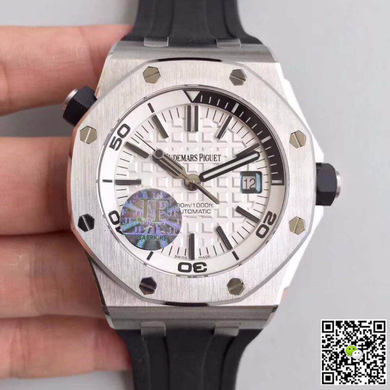 Replica Audemars P1g*et Royal Oak Offshore Diver 15710ST.OO.A002CA.02 JF Factory 1:1 Best Edition Swiss ETA3120 White Textured Dial