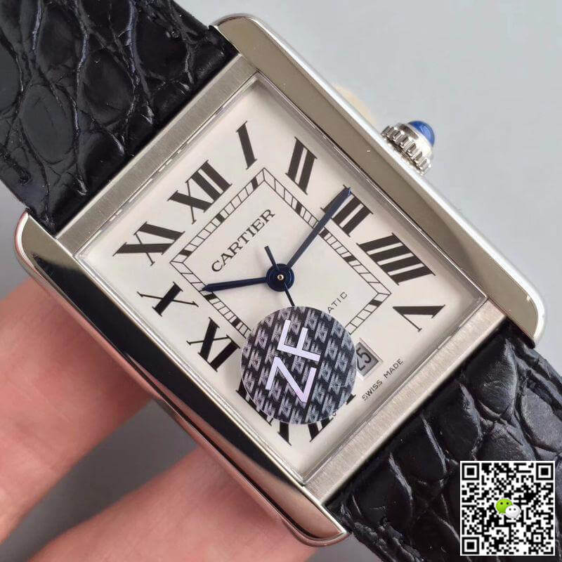 Ca*t1er Replica Tank Solo W5200027 ZF Factory 1:1 Best Edition Mechanical Watches Swiss ETA9015 Black Leather Strap