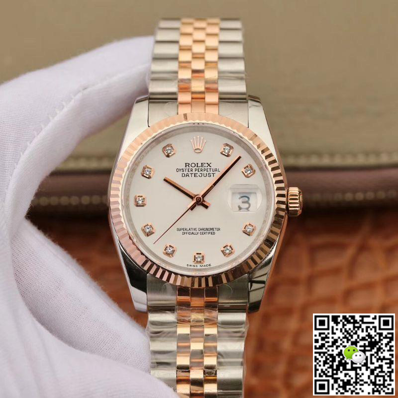 Replica R01ex Date-Just 36mm Stainless Steel Two Tone 1:1 Best Edition 18K Gold Wrapped Swiss ETA3135