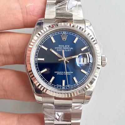 R01ex Dupe Datejust 36mm 116234 1:1 Best Edition Swiss ETA3135 Blue Dial Stick Marker