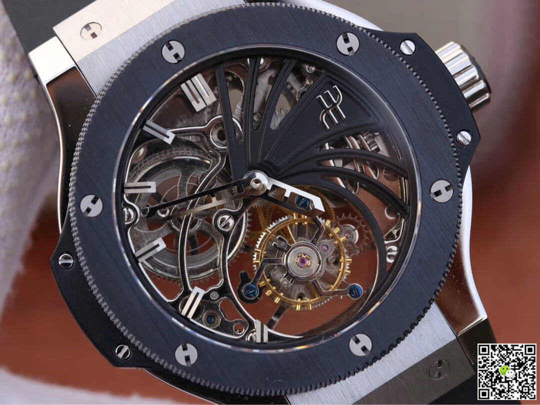 Replica Hublot Big Bang Hollow Tourbillon 1:1 Best Edition Ceramic Bezel Skeleton Dial