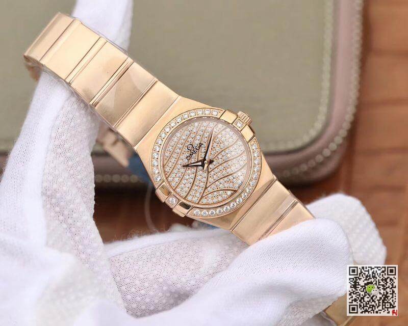 Replica 0me*ga Constellation 27mm Quartz Ladies 18K Rosegold TW Factory 1:1 Best Edition Swiss Eta Quartz 1376