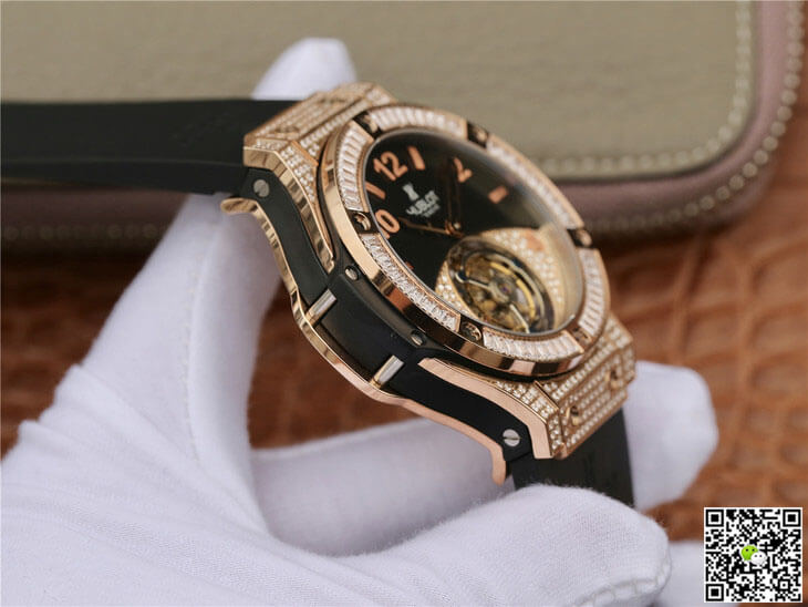 Replica Hublot Big Bang Tourbillon 1:1 Best Edition Rose Gold Black Dial