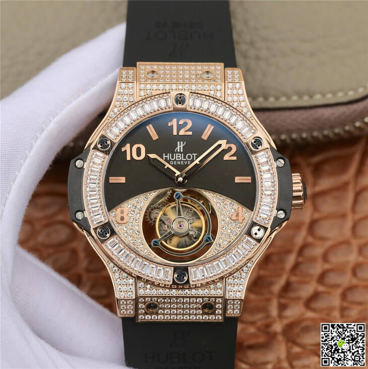 Replica Hublot Big Bang Tourbillon 1:1 Best Edition Rose Gold Black Dial