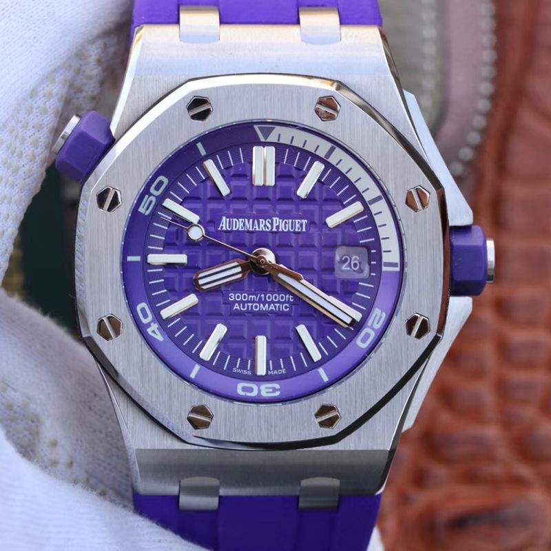 Replica Audemars P1g*et Royal Oak Offshore Diver 15710ST.OO.A077CA.01 1:1 Best Edition Swiss ETA3120 S*perlumed Purple textured dial