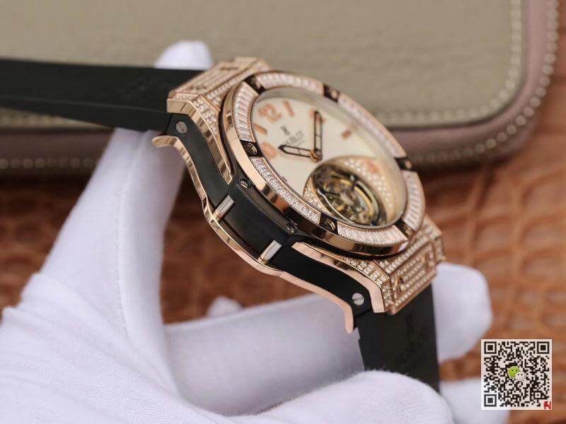 Replica Hublot Classic Fusion 45mm Tourbillon 1:1 Best Edition With D1am0nd Rosegold White Dial Swiss Toubillon