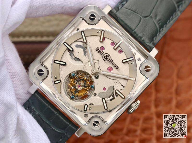 Replica Bell   Ross BR-X2 Tourbillon 1:1 Best Edition Men Watches Steel Dial Swiss ETA380 Tourbillon Movement Leather Watch Strap