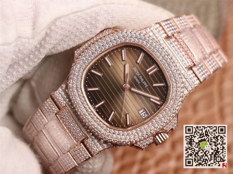 Replica Pat*k Phi1i*pe Nautilus 5719-10G Rose Gold D1am0nd 1:1 Best Edition R8 Factory Gradient Brown Dial Swiss Cal.324 S C