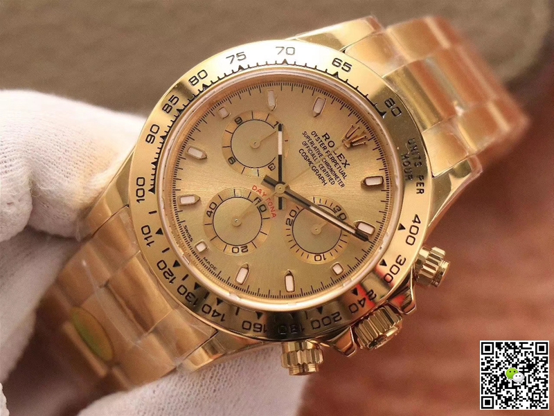 R01ex Daytona Replica Cosmograph M116508-0003 1:1 Best Edition Noob Factory Gold Dial Swiss ETA4130
