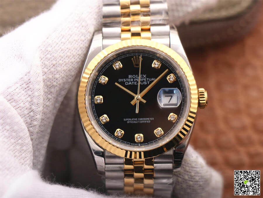 Replica R01ex Datejust M126233-0021 1:1 Best Edition EW Factory Yellow Gold Black Dial
