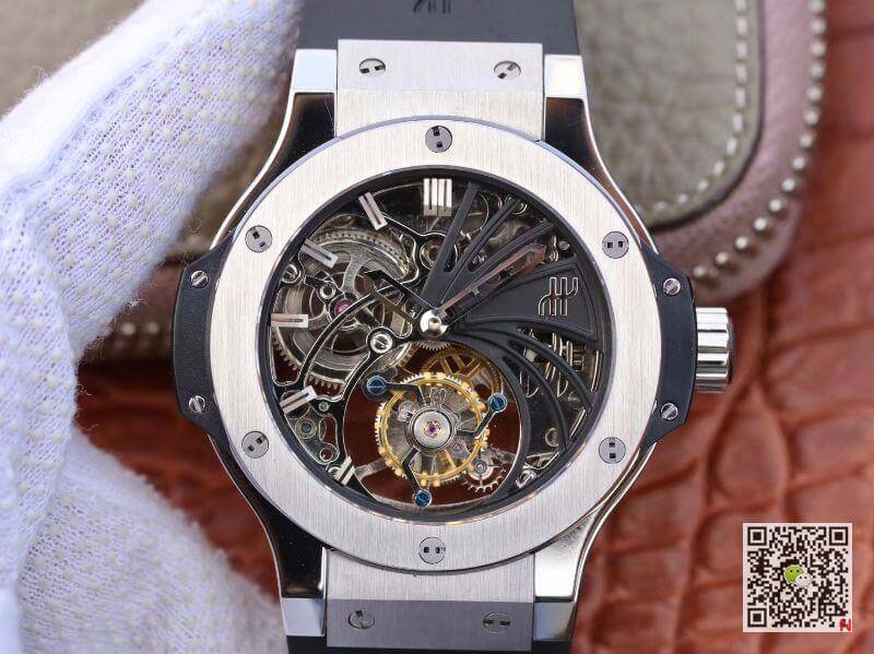 Replica Hublot Big Bang hollow tourbillon Swiss Seagull hand-winding tourbillon movement Skeleton Dial