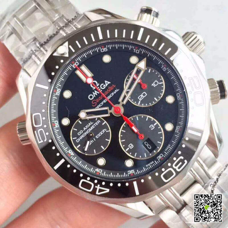 Replica 0me*ga Seamaster Diver 300M Chronograph 212.30.44.50.01.001 Mechanical Watches 1:1 Best Edition Swiss ETA7753 Black Dial