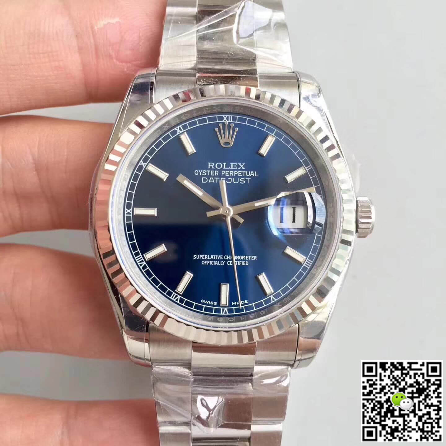 R01ex Dupe Datejust 36mm 116234 1:1 Best Edition Swiss ETA3135 Blue Dial Stick Marker