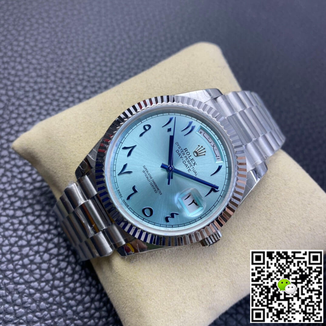 Replica R01ex Day Date 1:1 Best Edition BP Factory Middle East Custom Ice Blue Dial