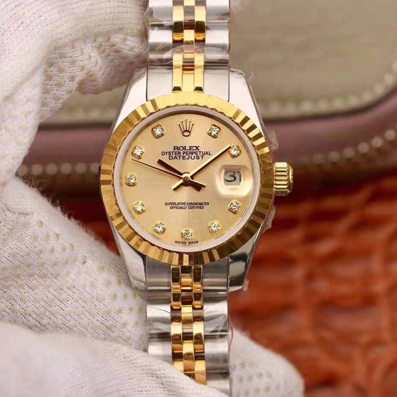 Replica R01ex Lady Datejust 28MM 1:1 Best Edition Swiss Original Imported NH05 Movement 18K Gold Dial