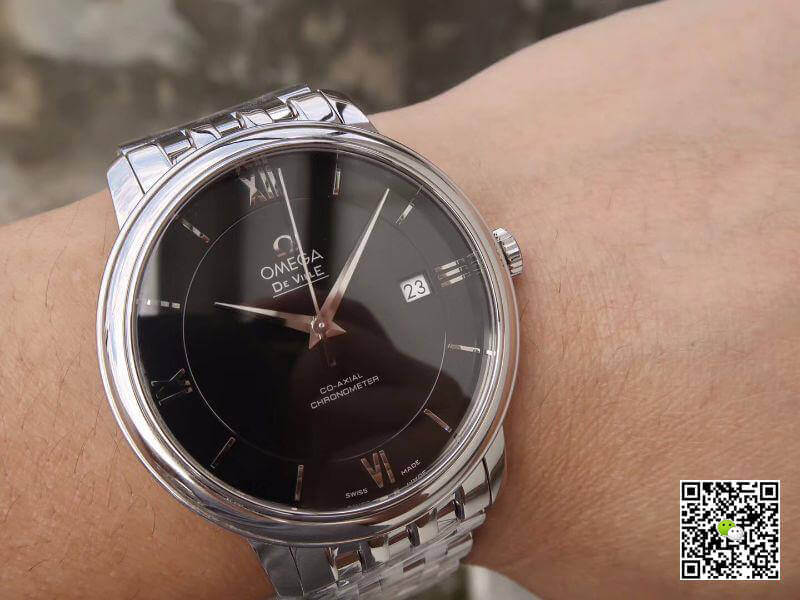 Replica 0me*ga De Ville Prestige 424.10.37.20.01.001 MKS Factory Men Watches 1:1 Best Edition Swiss ETA9015 Black Dial Silver Marker