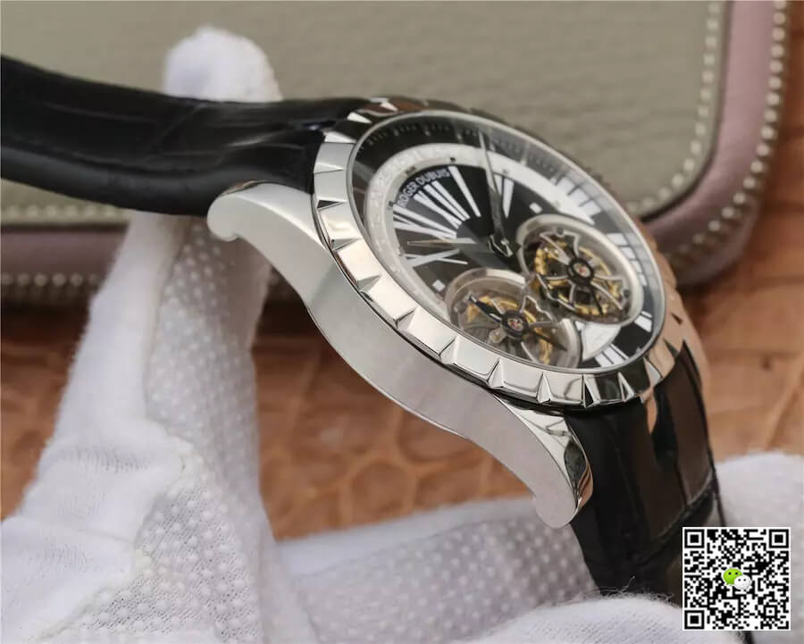 Replica Roger Dubuis Excalibur RDDBEX0291 1:1 Best Edition JB Factory Tourbillon White Shell Black Dial