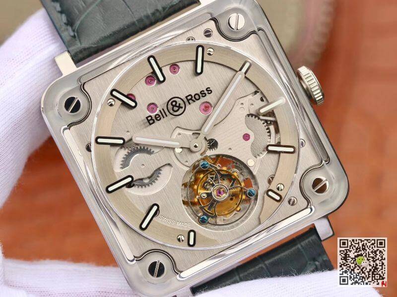 Replica Bell   Ross BR-X2 Tourbillon 1:1 Best Edition Men Watches Steel Dial Swiss ETA380 Tourbillon Movement Leather Watch Strap