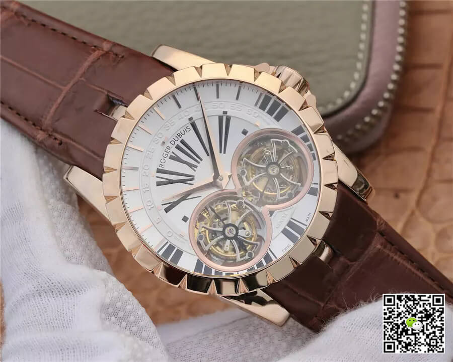 Replica Roger Dubuis Excalibur RDDBEX0249 1:1 Best Edition JB Factory Tourbillon White Dial