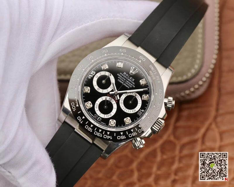 R01ex Daytona Replica  Cosmograph 116519 Noob Factory 1:1 Best Edition D1am0nds Markers Swiss ETA4130 Black Rubber Strap