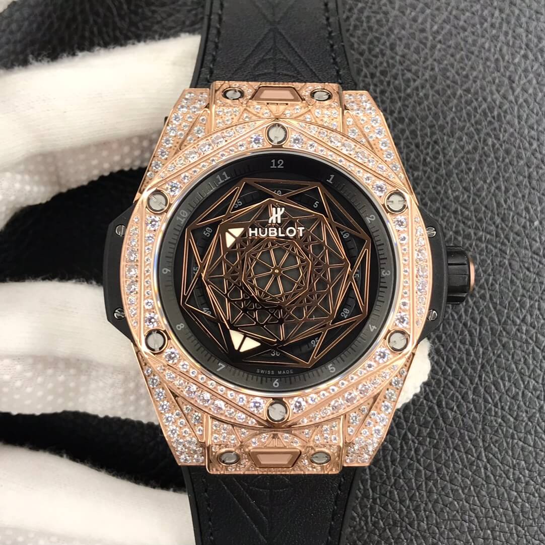 Replica Hublot Big Bang 1:1 Best Edition WWF Factory Gold Full D1am0nd Case