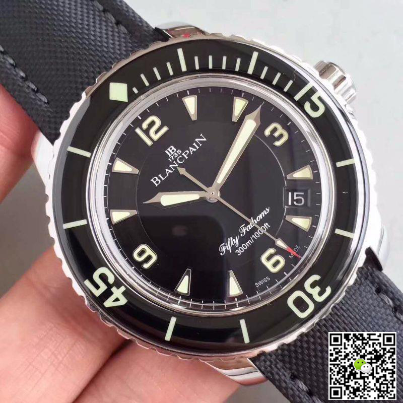 Replica Blancpain Fifty Fathoms 5015-1130-52 ZF Factory 1:1 Best Edition Swiss ETA2836-2 Black Sail-canvas Strap