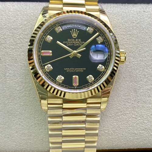 Replica R01ex Day Date 118208 1:1 Best Edition EW Factory Black Dial