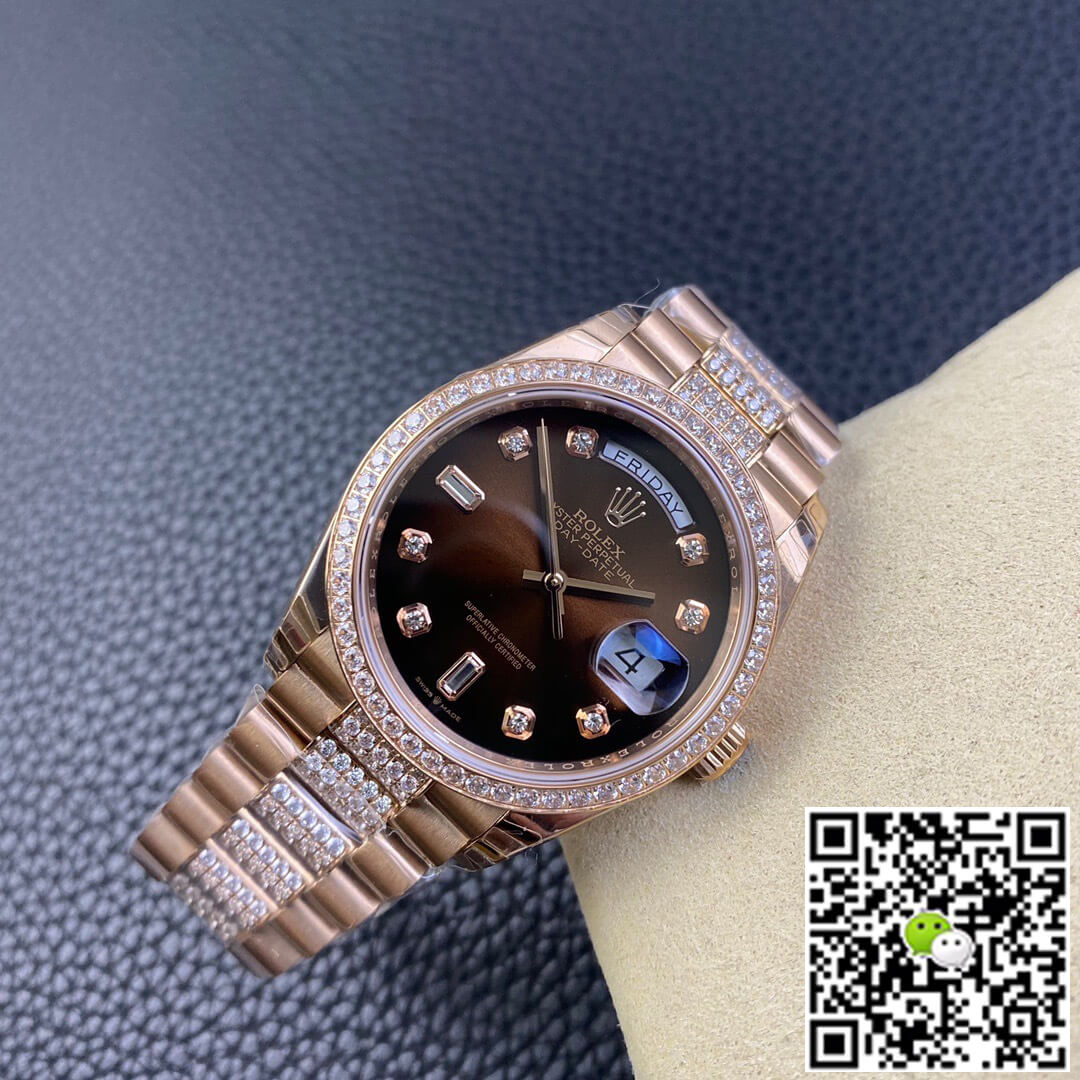 Replica R01ex Day Date M128345rbr-0041 1:1 Best Edition EW Factory Brown Dial