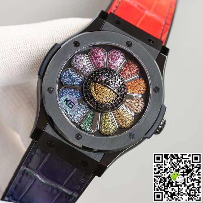 Replica Hublot Classic Fusion Takashi Murakami 507.CX.9000.RX.TAK21 1:1 Best Edition Sunflower Colored D1am0nd Dial