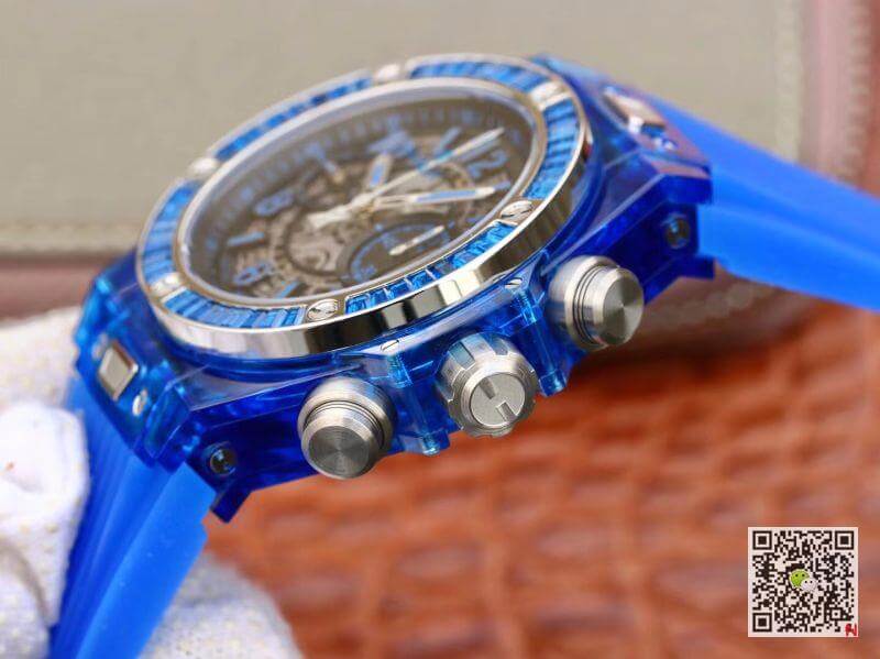 Replica Hublot Big Bang Unico 411.JX.4802.RT Men Watches 1:1 Best Edition Swiss ETA1242 Blue Rubber Strap