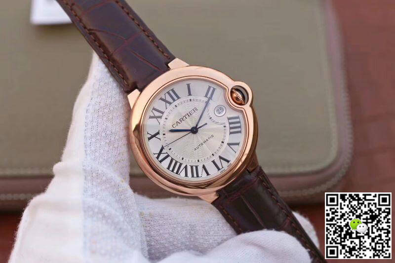 Replica Ballon Bleu De Ca*t1er 42 WGBB0017 V9 Factory 1:1 Best Edition Swiss ETA2824-2 Rosegold Wrapped Silver Dial