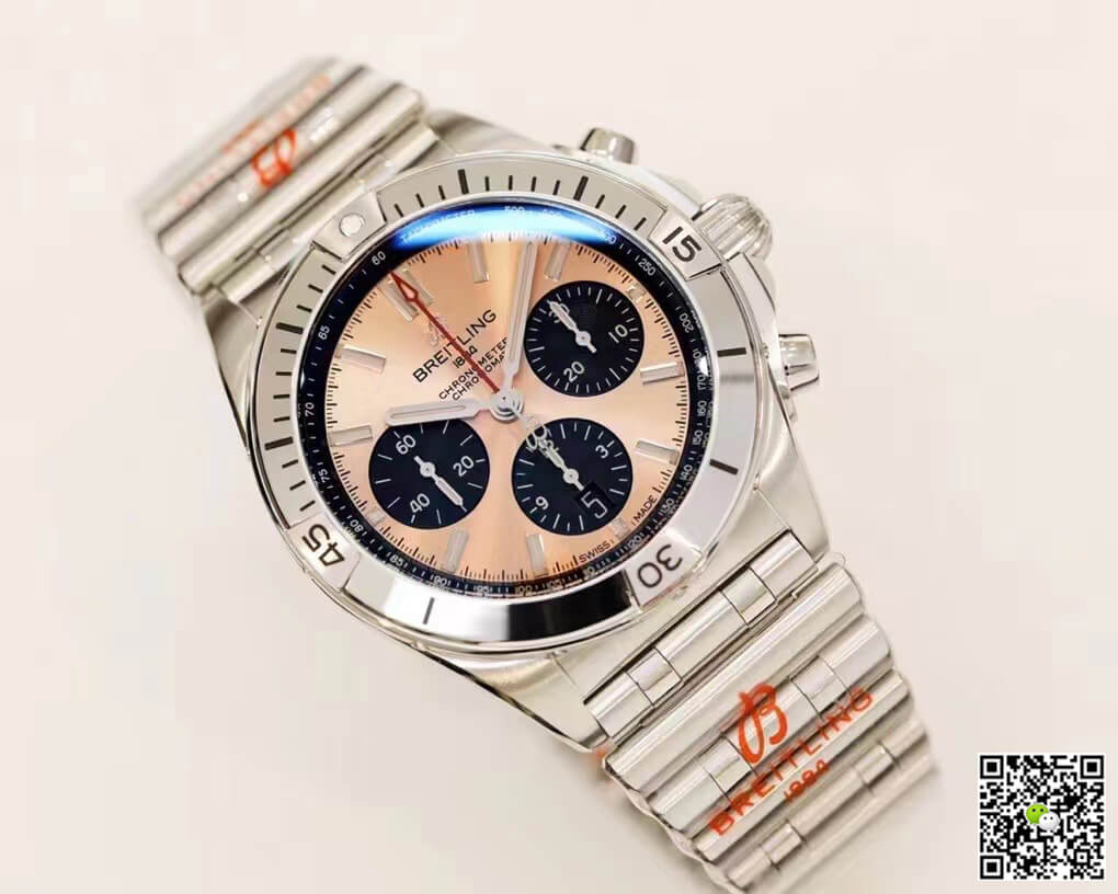 Replica Breitling Chronomat AB0134101K1A1 1:1 Best Edition GF Factory Rose Gold Dial