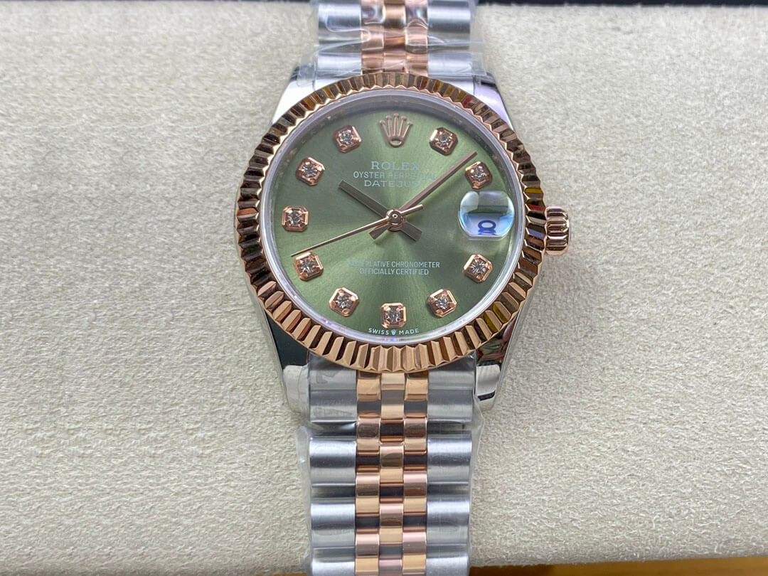Replica R01ex Datejust 31MM 1:1 Best Edition EW Factory Rose Gold Green Dial