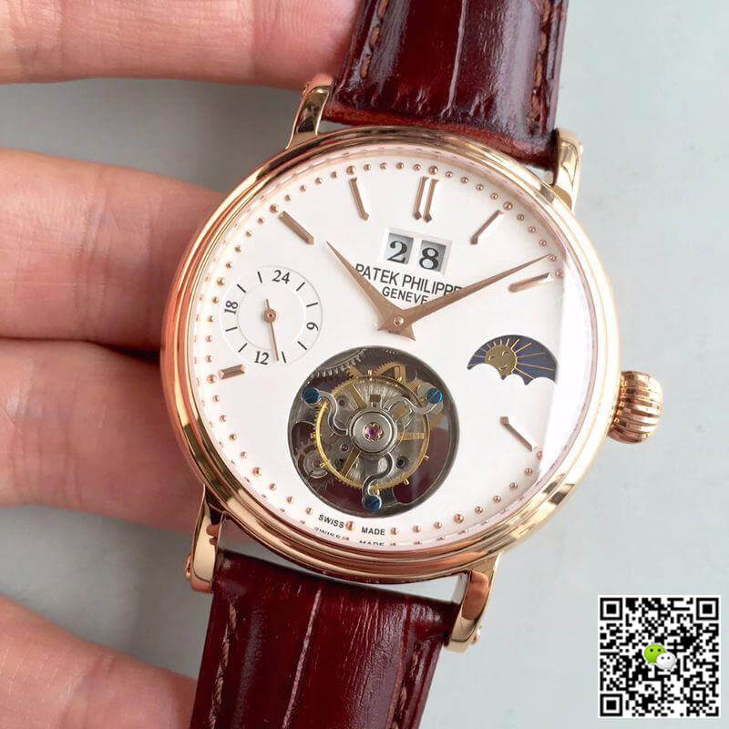 Pat*k Phi1i*pe Replica Tourbillon Moonphase 24H Power Reserve 1:1 Best Edition Swiss Tourbillon White Dial