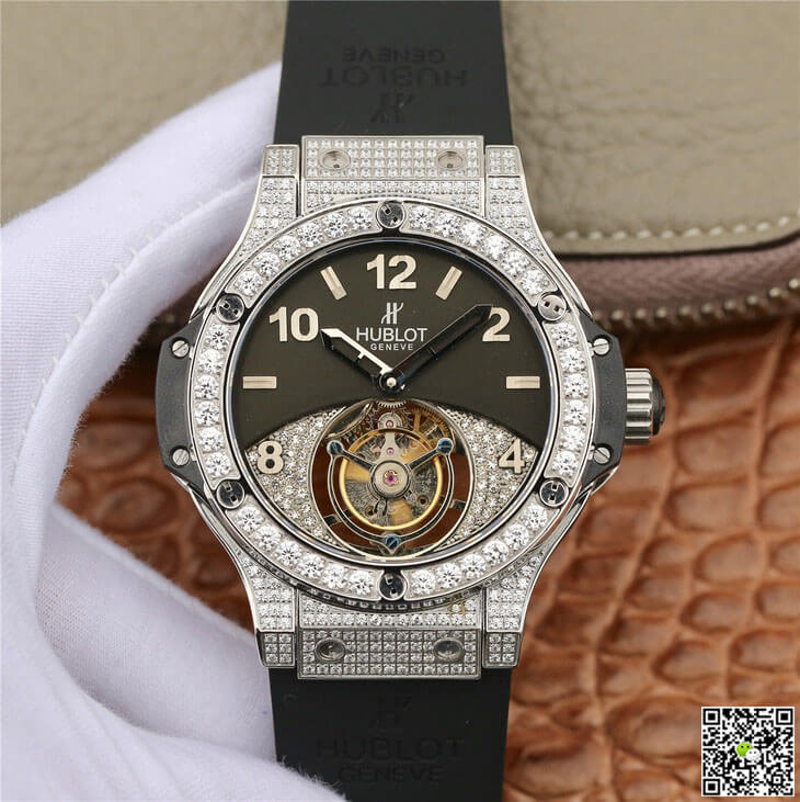 Replica Hublot Big Bang Tourbillon 1:1 Best Edition D1am0nd Black Dial