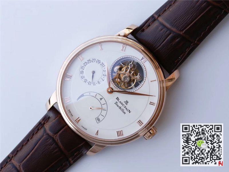 Replica Blancpain Villeret 6025-1542-55 Real Tourbillon 1:1 Best Edition JB Factory Rose Gold Case Swiss Cal.25