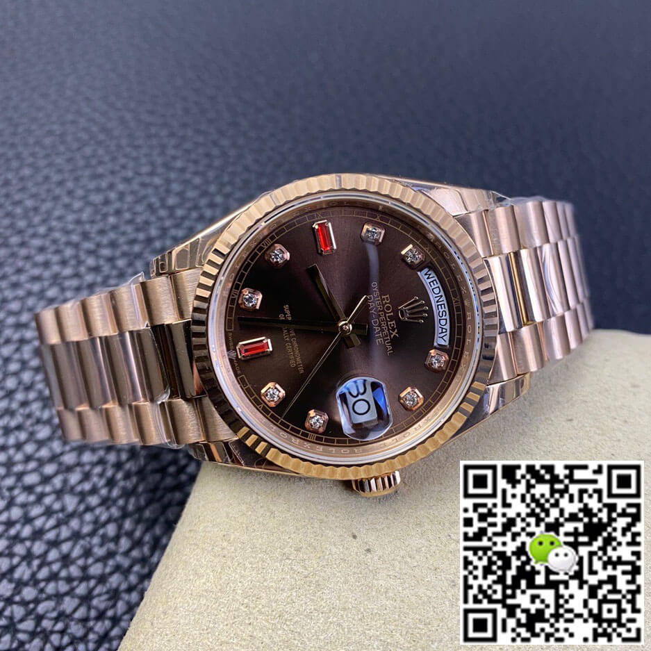 Replica R01ex Day Date 118235 1:1 Best Edition EW Factory Brown Dial