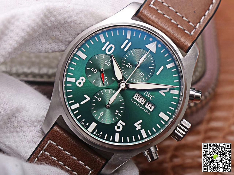 Replica IWC Pilot Chronograph IW377726 1:1 Best Edition ZF Factory Green Dial Swiss ETA7750
