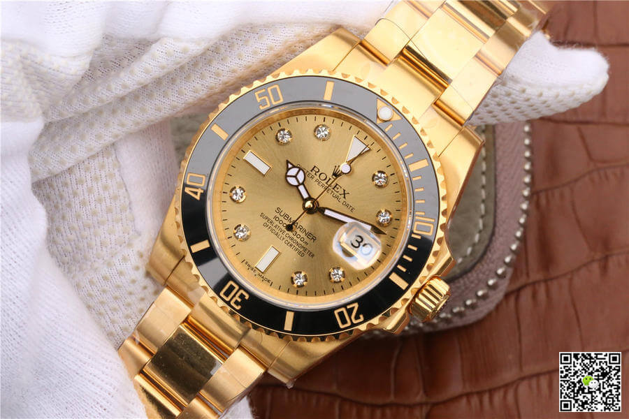 R01ex Submariner Replica 116618 1:1 Best Edition Noob Factory V7 Gild D1am0nd-Studded Dial