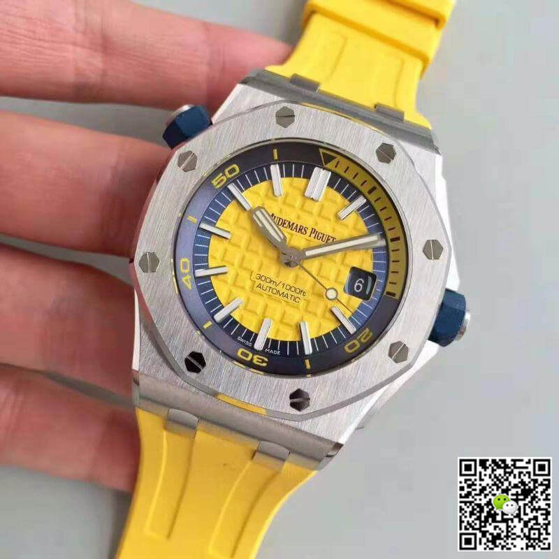 Replica Audemars P1g*et Royal Oak Offshore Diver 15710ST.OO.A051CA.01 JF Factory 1:1 Best Edition Swiss ETA3120 Yellow Textured Dial