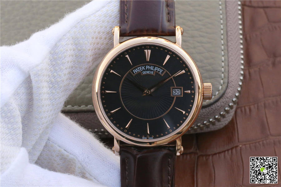Replica Pat*k Phi1i*pe Calatrava 1:1 Best Edition ZF Factory Rose Gold Leather Strap