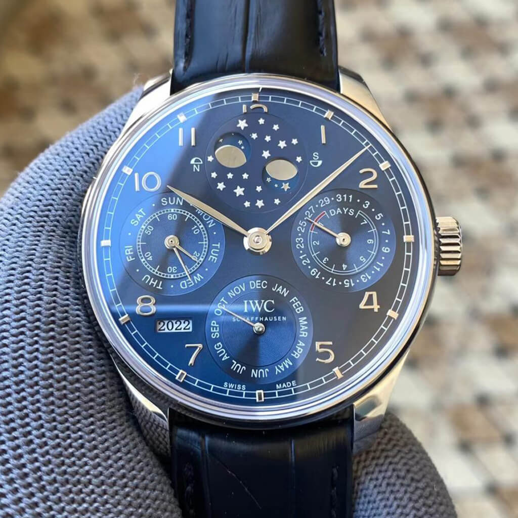 Replica IWC Portuguese Perpetual Calendar IW503401 1:1 Best Edition APS Factory Blue Dial
