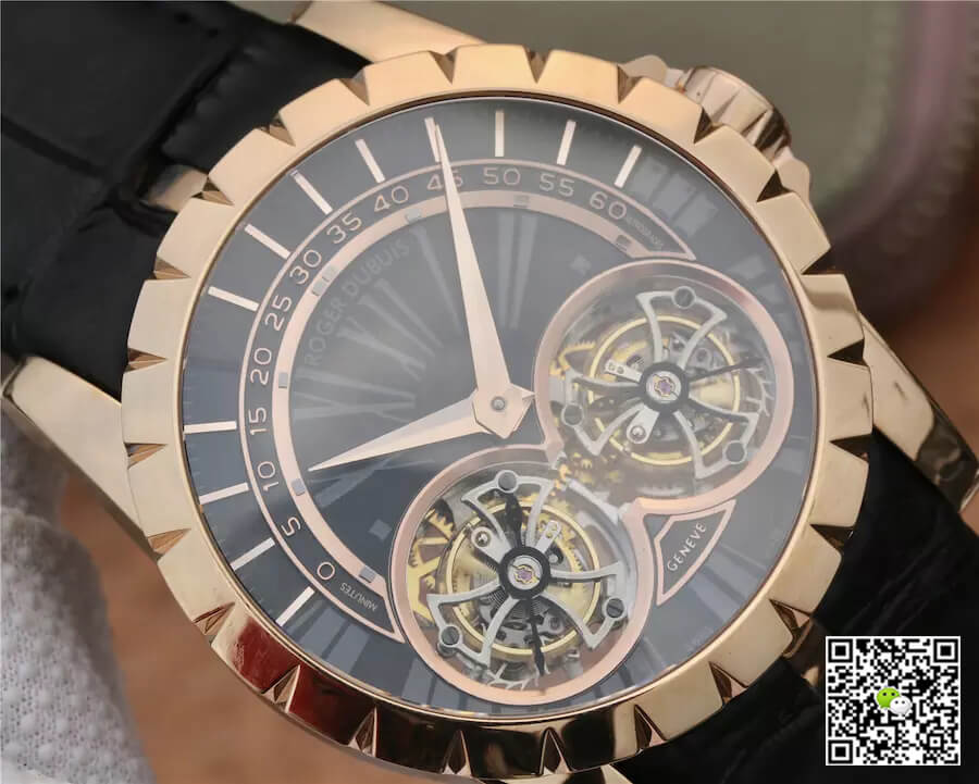 Replica Roger Dubuis Excalibur RDDBEX0280 1:1 Best Edition JB Factory Tourbillon Black Dial
