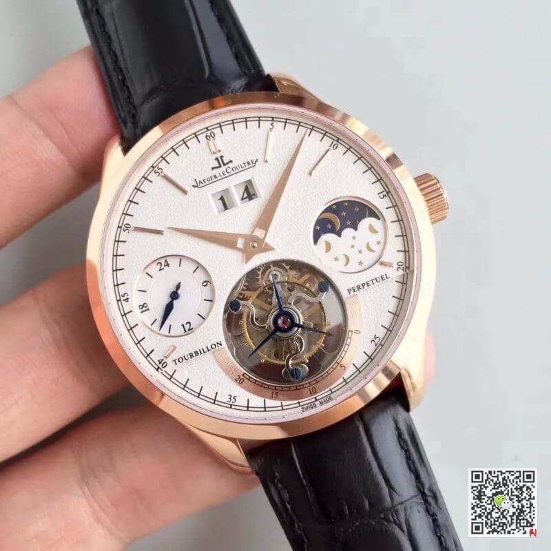Replica Jaeger-LeCoultre Master Grande Tradition Tourbillon Men Watches 1:1 Best Edition Swiss Tourbillon 18K Rose Gold White Dial
